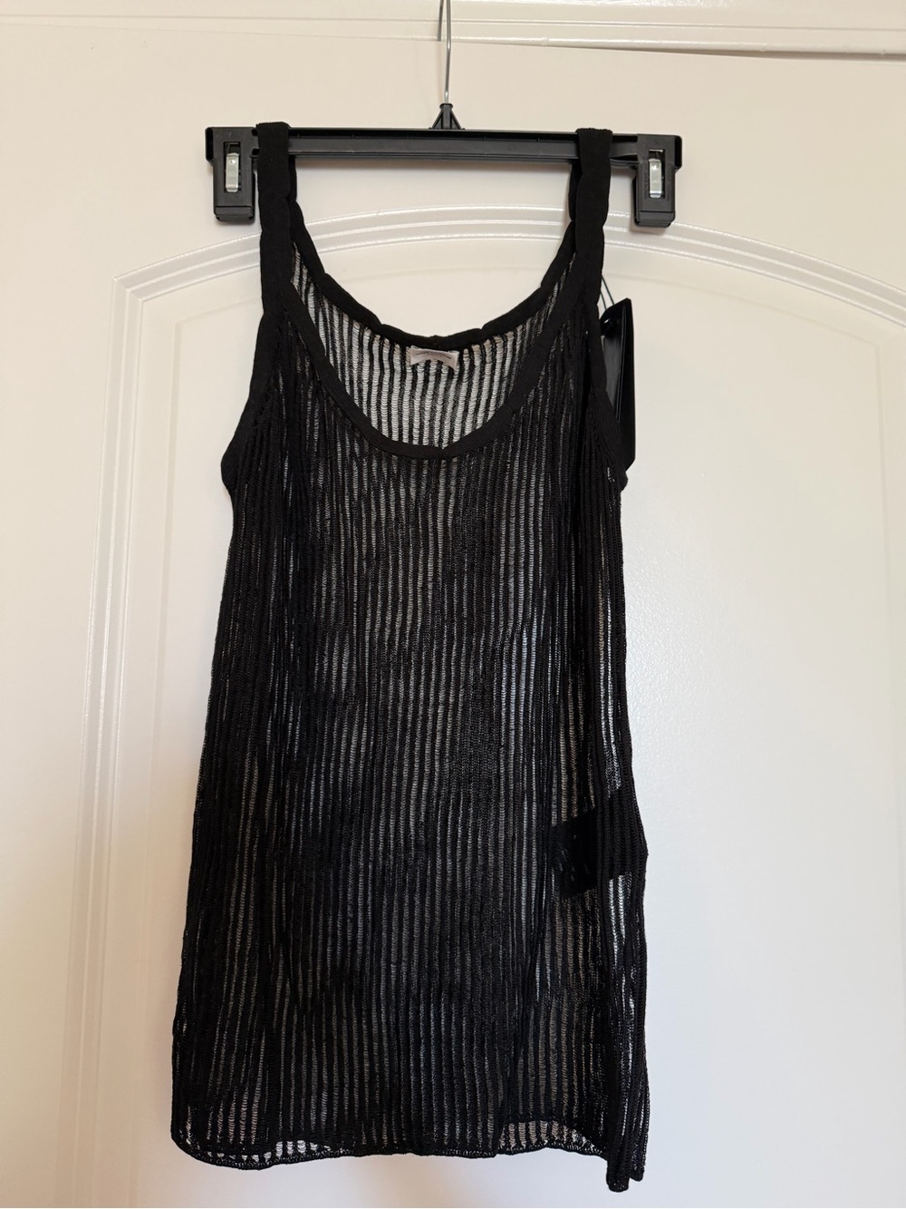 Saint Laurent Black Sheer Ribbed Tank Top - Women